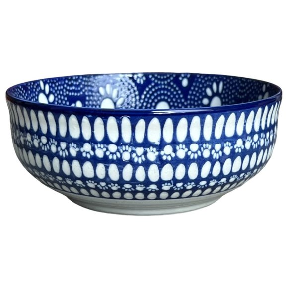 NWOT! Ceramic Pet Food Dish Water Bowl Ore’ Originals Embossed Blue Paws - Picture 1 of 6